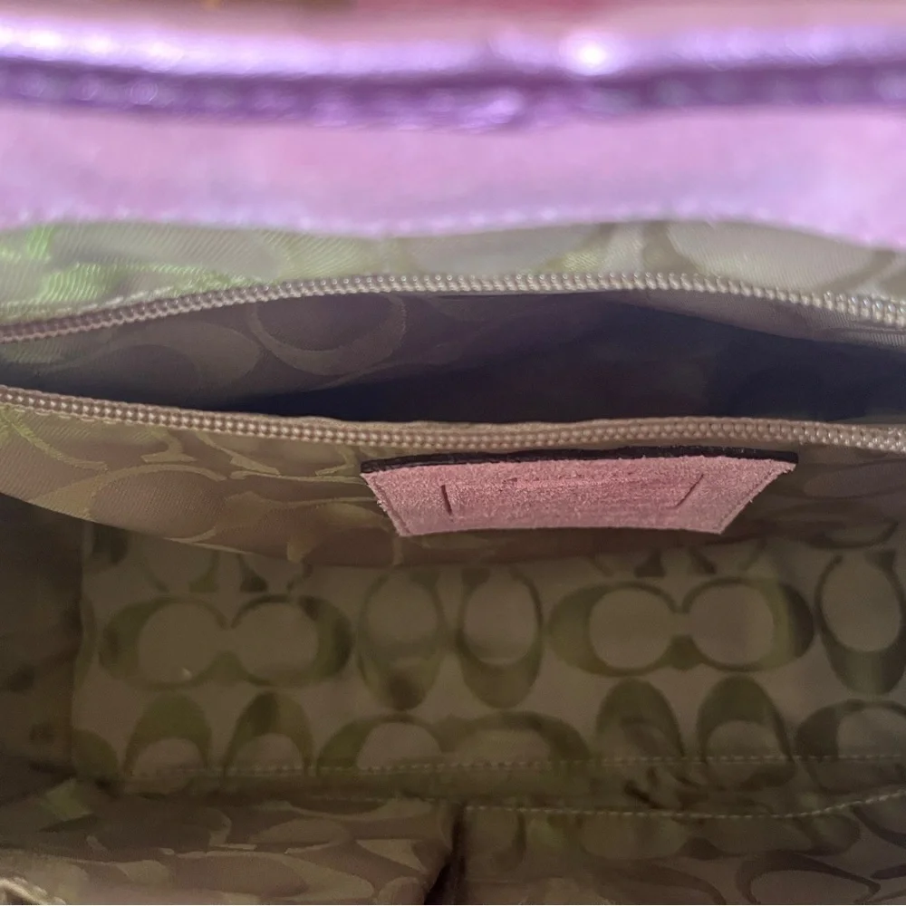 Coach Pink and Tan Woven Satchel - Picture 9 of 12